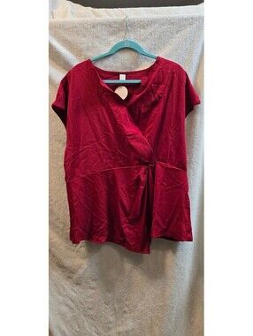 SweatyRocks Plus Size 4X-Large Red Short Sleeve Blouse